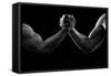 Black and white photo of arm wresting-Pete Saloutos-Framed Stretched Canvas