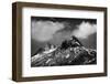 Black and White Photo of Majestic Mountainous Landscape, Dramatic Cloudy Sky, Beautiful Panorama, E-Anna Omelchenko-Framed Photographic Print