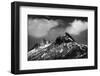 Black and White Photo of Majestic Mountainous Landscape, Dramatic Cloudy Sky, Beautiful Panorama, E-Anna Omelchenko-Framed Photographic Print