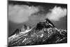 Black and White Photo of Majestic Mountainous Landscape, Dramatic Cloudy Sky, Beautiful Panorama, E-Anna Omelchenko-Mounted Photographic Print