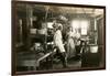 Black and White Photo of Old West Restaurant Kitchen-null-Framed Art Print