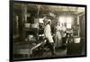 Black and White Photo of Old West Restaurant Kitchen-null-Framed Art Print