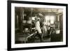 Black and White Photo of Old West Restaurant Kitchen-null-Framed Premium Giclee Print