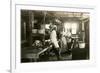 Black and White Photo of Old West Restaurant Kitchen-null-Framed Art Print