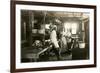 Black and White Photo of Old West Restaurant Kitchen-null-Framed Art Print