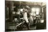 Black and White Photo of Old West Restaurant Kitchen-null-Stretched Canvas