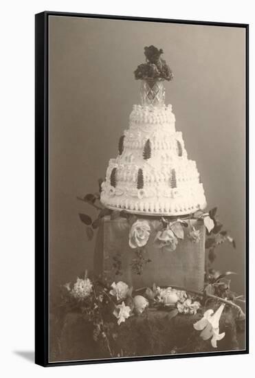 Black and White Photo of Wedding Cake-null-Framed Stretched Canvas