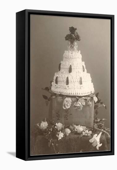 Black and White Photo of Wedding Cake-null-Framed Stretched Canvas