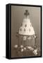 Black and White Photo of Wedding Cake-null-Framed Stretched Canvas