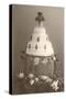 Black and White Photo of Wedding Cake-null-Stretched Canvas