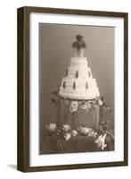 Black and White Photo of Wedding Cake-null-Framed Art Print