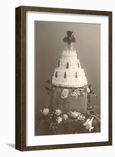 Black and White Photo of Wedding Cake-null-Framed Art Print