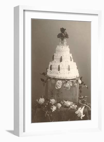 Black and White Photo of Wedding Cake-null-Framed Art Print