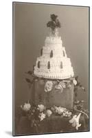 Black and White Photo of Wedding Cake-null-Mounted Art Print
