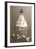 Black and White Photo of Wedding Cake-null-Framed Art Print