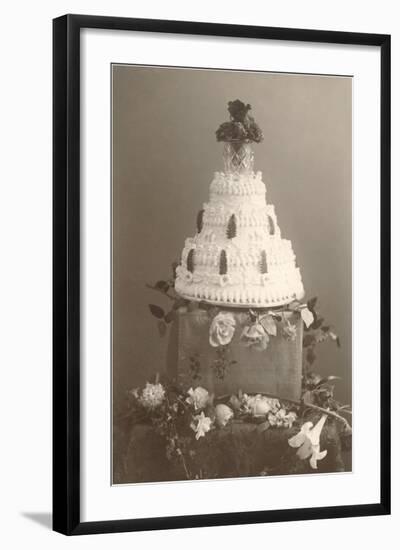 Black and White Photo of Wedding Cake-null-Framed Art Print