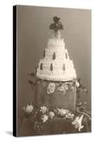 Black and White Photo of Wedding Cake-null-Stretched Canvas