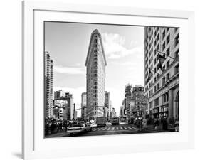 Black and White Photography Landscape of Flatiron Building and 5th Ave, Manhattan, NYC, US-Philippe Hugonnard-Framed Photographic Print