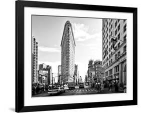 Black and White Photography Landscape of Flatiron Building and 5th Ave, Manhattan, NYC, US-Philippe Hugonnard-Framed Photographic Print