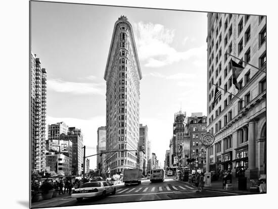 Black and White Photography Landscape of Flatiron Building and 5th Ave, Manhattan, NYC, US-Philippe Hugonnard-Mounted Photographic Print