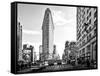 Black and White Photography Landscape of Flatiron Building and 5th Ave, Manhattan, NYC, US-Philippe Hugonnard-Framed Stretched Canvas