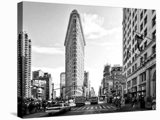 Black and White Photography Landscape of Flatiron Building and 5th Ave, Manhattan, NYC, US-Philippe Hugonnard-Stretched Canvas