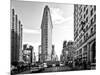 Black and White Photography Landscape of Flatiron Building and 5th Ave, Manhattan, NYC, White Frame-Philippe Hugonnard-Mounted Art Print