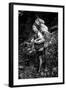 Black and white picture of a Sherpa carrying meat up to Everest Base Camp in Nepal-David Chang-Framed Photographic Print