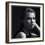 Black and White Portrait of a Beautiful Girl in the Studio on a Black Background, the Concept of Be-Yuliya Yafimik-Framed Photographic Print