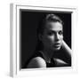 Black and White Portrait of a Beautiful Girl in the Studio on a Black Background, the Concept of Be-Yuliya Yafimik-Framed Photographic Print