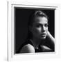 Black and White Portrait of a Beautiful Girl in the Studio on a Black Background, the Concept of Be-Yuliya Yafimik-Framed Photographic Print