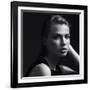 Black and White Portrait of a Beautiful Girl in the Studio on a Black Background, the Concept of Be-Yuliya Yafimik-Framed Photographic Print