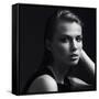 Black and White Portrait of a Beautiful Girl in the Studio on a Black Background, the Concept of Be-Yuliya Yafimik-Framed Stretched Canvas