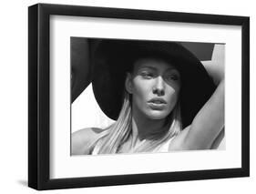 Black and White Portrait of Beautiful Delicate Woman-kiuikson-Framed Photographic Print