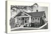 Black and White Rendering of Craftsman Home-null-Stretched Canvas