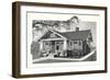 Black and White Rendering of Craftsman Home-null-Framed Art Print