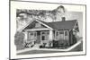 Black and White Rendering of Craftsman Home-null-Mounted Art Print