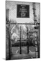 Black and White shot of empty basketball courts at West 4th Street in NYC-null-Mounted Photo