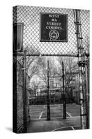 Black and White shot of empty basketball courts at West 4th Street in NYC-null-Stretched Canvas