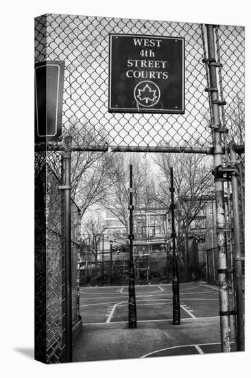Black and White shot of empty basketball courts at West 4th Street in NYC-null-Stretched Canvas