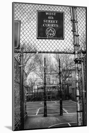 Black and White shot of empty basketball courts at West 4th Street in NYC-null-Mounted Photo
