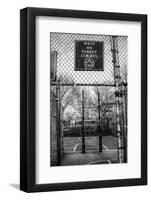 Black and White shot of empty basketball courts at West 4th Street in NYC-null-Framed Photographic Print