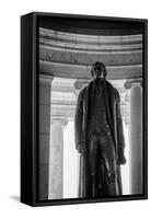 Black and White shot of statue inside Jeffereson Memorial in Washington DC-null-Framed Stretched Canvas