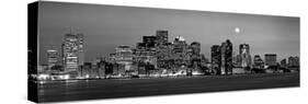 Black and White Skyline at Night, Boston, Massachusetts, USA-null-Stretched Canvas