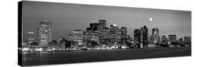 Black and White Skyline at Night, Boston, Massachusetts, USA-null-Stretched Canvas