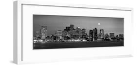 Black and White Skyline at Night, Boston, Massachusetts, USA-null-Framed Photographic Print