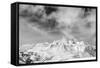 Black and White Snowy Mountains at Wind Day-BSANI-Framed Stretched Canvas