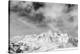 Black and White Snowy Mountains at Wind Day-BSANI-Stretched Canvas