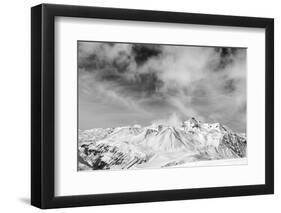 Black and White Snowy Mountains at Wind Day-BSANI-Framed Premium Photographic Print