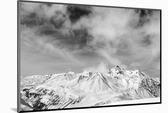 Black and White Snowy Mountains at Wind Day-BSANI-Mounted Photographic Print